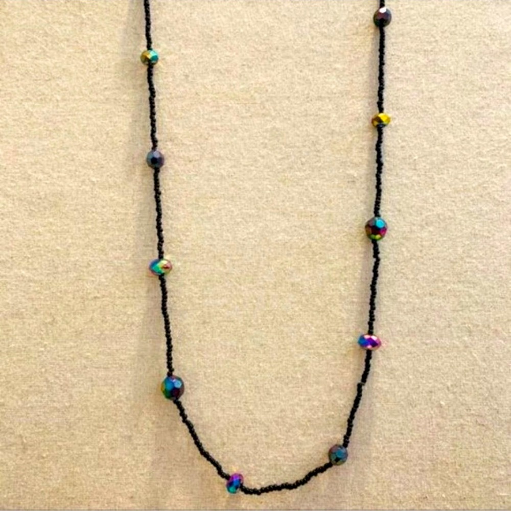 Macy's | Necklace | Black Beaded with Purple Stone Necklace